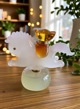 淄博琉璃摇摇马摆件马上有钱家居摆放玄关礼物手工装饰品旋转马