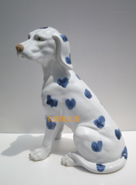 居家中式风博古架生肖斑点狗摆件