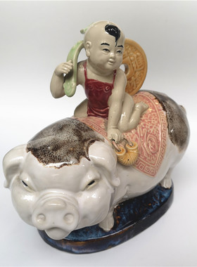 刘健印章九十年代童子石湾陶瓷