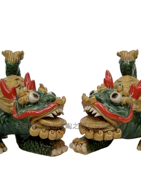 七彩佛山镇宅餐厅神兽石湾陶瓷