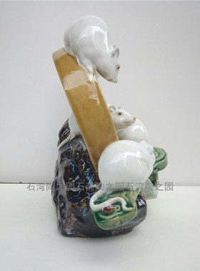 如意陶瓷玄关生肖五鼠运财摆件