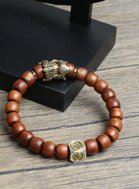 龙虎山【貔貅纳福】雷击枣木佛珠手串男士女士手链把玩雷击木