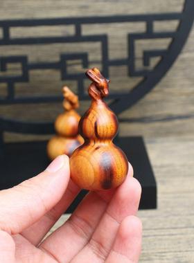 雷击桃木龙头木葫芦摆件文玩把玩龙年生肖龙头葫芦手把件福禄吉祥