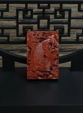 雷击枣木鱼跃龙门大展宏图挂件吊坠道家法器随身配饰老料深色精雕