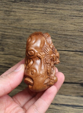 雷击枣木龙手把件把玩挂件文玩木雕工艺品