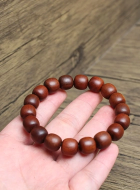 雷击枣木老型珠桶珠佛珠手串12X11mm手链老料深色高抛光道家手串