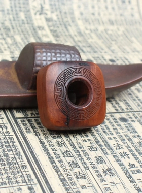 老料道家雷击枣木云纹平安扣挂件方形平安扣手把件挂坠可以穿绳子