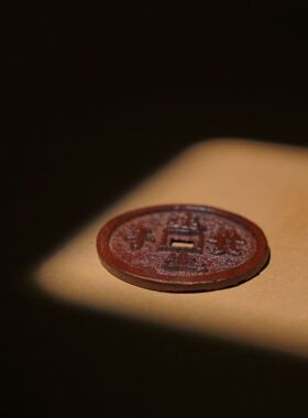 雷击木枣木铜钱雕刻连生贵子仿古钱币超薄做旧精雕一比一