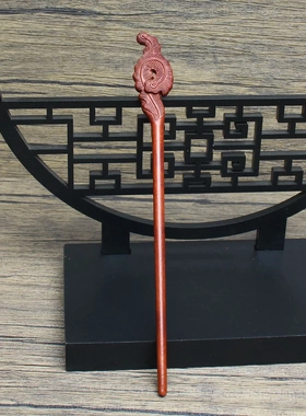 雷击枣木凤尾发簪道家法器男女士发簪现货手工打磨镂空