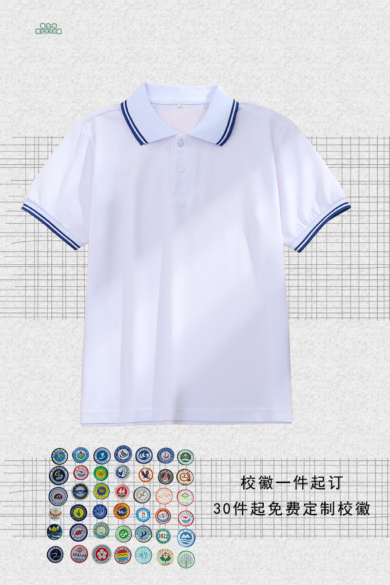 套装夏季高中生初中生两道杠海南省育才思源高级中学校服班服-图1