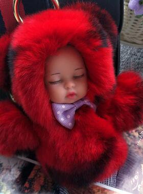 正版皮草娃娃baby装死兔宝宝挂件