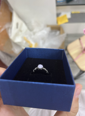 直播间放漏正品天然紫翡翠戒指女925银芙蓉宝石指环简约开口礼物