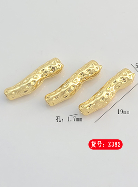 18K包金保色长条仿巴洛克管珠牙签珠熔岩石不规则隔珠diy手工配件