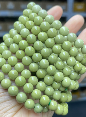 天然阿拉善彩玉抹茶绿手串牛油果绿圆珠手链配饰品