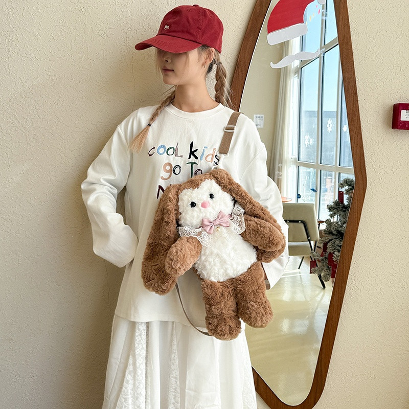 女生外出双肩包可爱多巴胺高颜值安抚小女孩背包冬季长耳朵毛绒包,淘宝优惠券,粉丝福利购,淘宝优惠卷