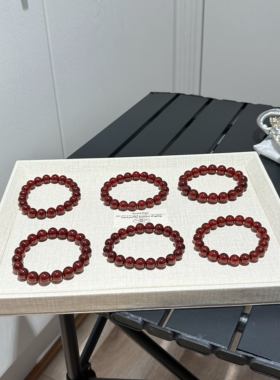 天然水晶手串石榴石进净体石榴石手链天然红色石头送女友生日礼物