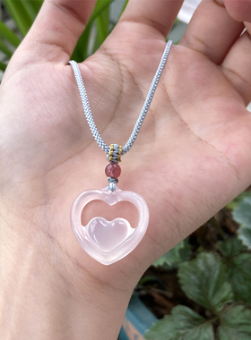 男女玉髓爱心吊坠心连心