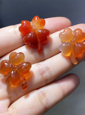 幸运草四叶草龙纹玉髓玛瑙项坠