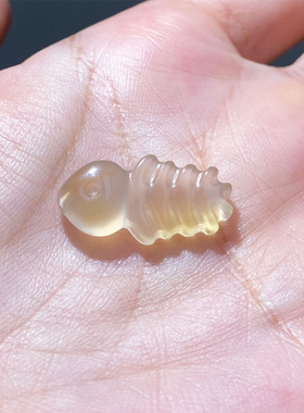 鱼骨天然冰透俏色玛瑙鱼项坠饰品男女款 小鱼玉髓玉坠玉吊坠玉坠