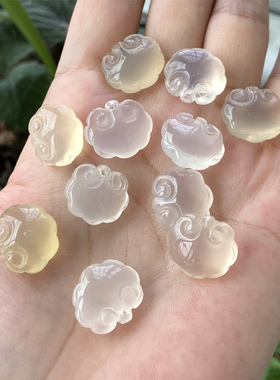 男女玉髓如意锁项坠冰透