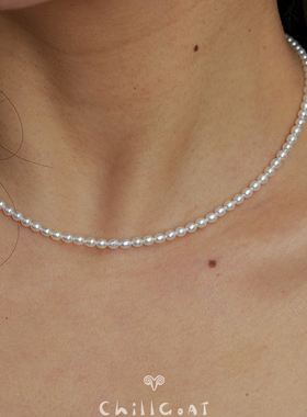 品牌福利天然淡水小珍珠锁骨项链极光细腻3-4相信我去买！