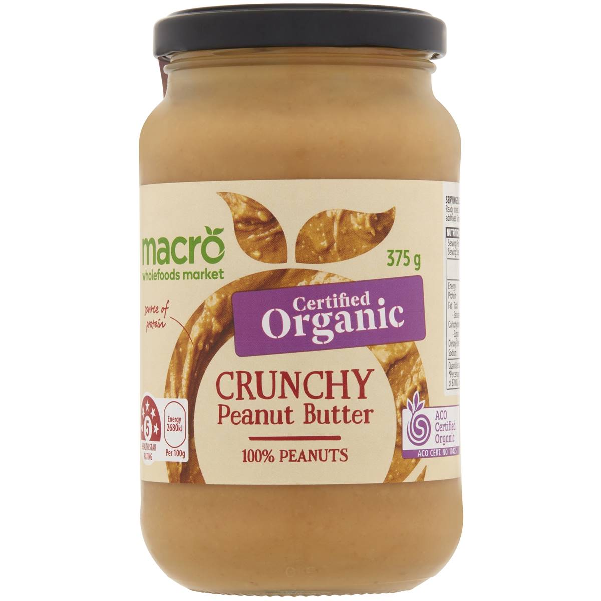 小肚腩澳洲代购 macro organic Peanut Butter有机花生酱 375g-图0