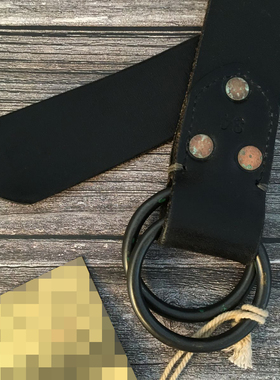 双环扣皮带头层牛皮腰带阿美咔叽青年休闲美式复古牛仔裤带 36mm