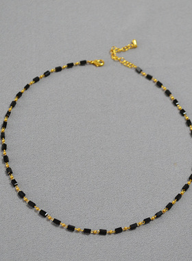 优雅简约项链锁骨链黄铜镀金串珠