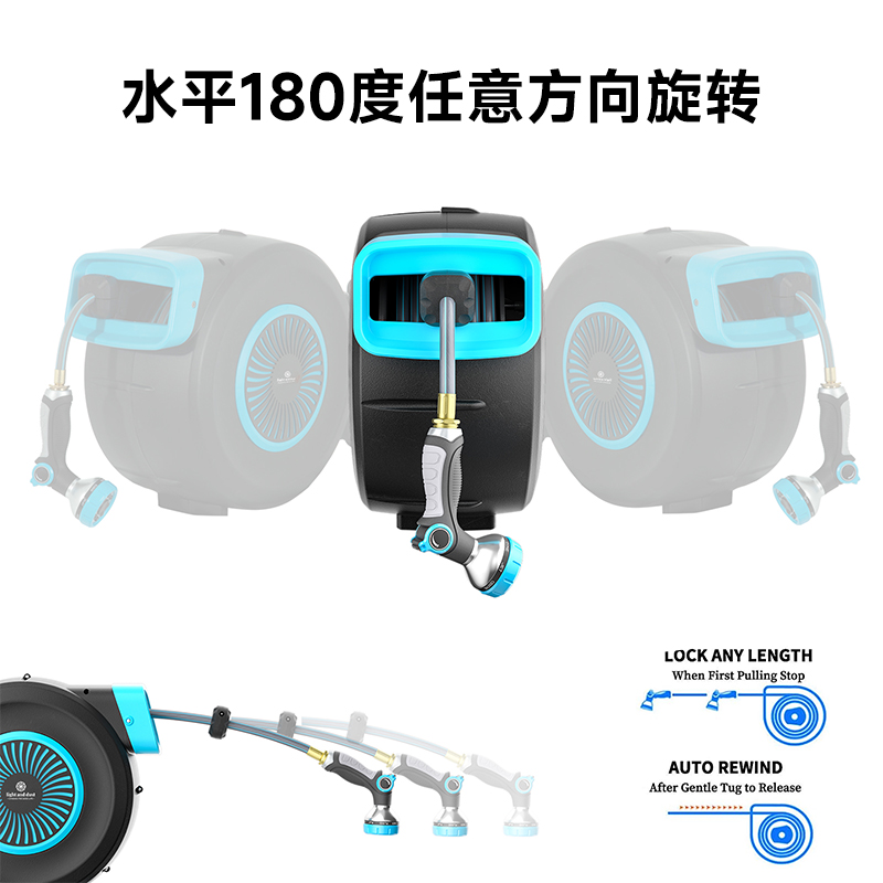 自动伸缩回收水管车架花园浇花浇水喷头水枪收纳架卷管器