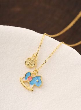 槐序HX【摇摇木马】925纯银珐琅彩小马钱币项链女小众设计锁骨链