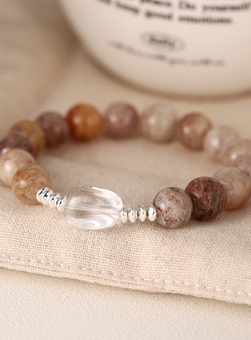 槐序HX【水晶系列】925纯银千层幽灵石白水晶手链女时尚气质串珠