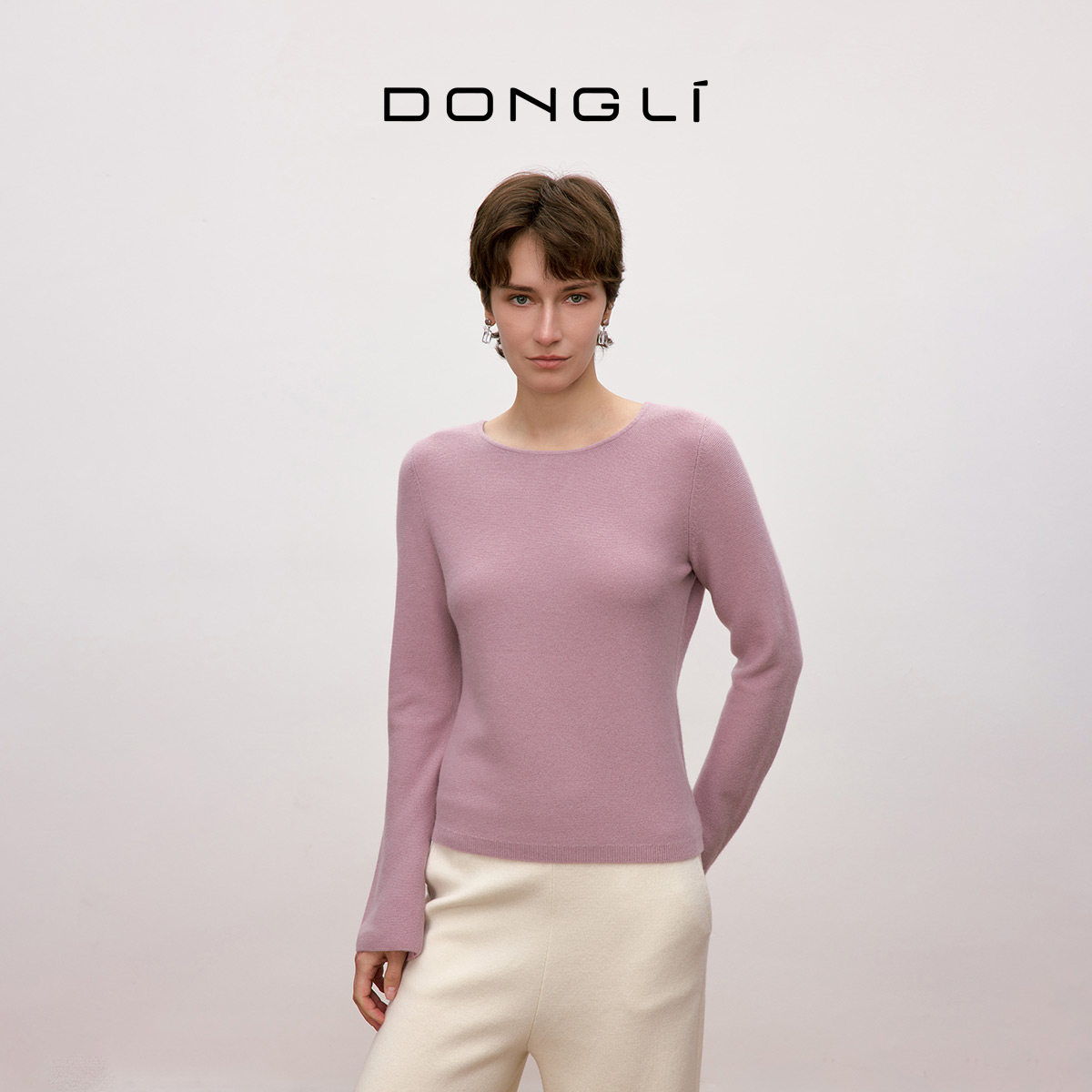 东黎 山羊绒 你本珍贵 一滴露 女士圆领珍珠扣套衫针织打底衫5377,淘宝优惠券,粉丝福利购,淘宝优惠卷