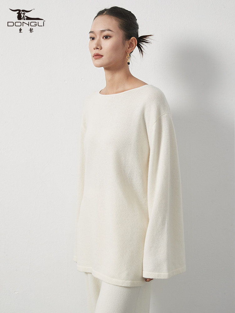东黎山羊绒春秋纯绒女士针织宽松侧开叉喇叭袖羊绒衫,淘宝优惠券,粉丝福利购,淘宝优惠卷