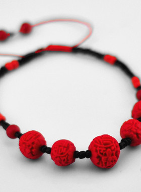 大红色朱砂本命年饰品手环