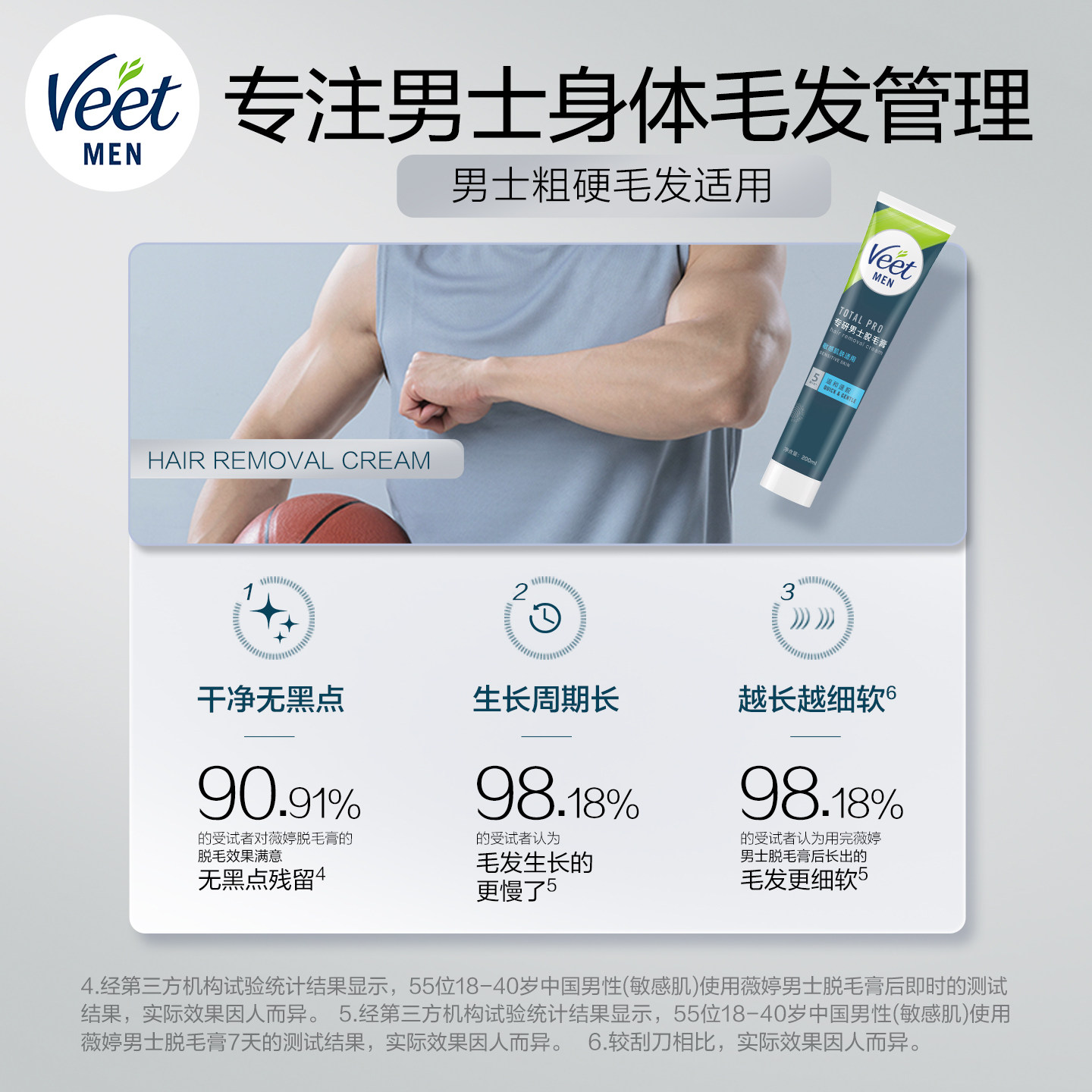 Veet薇婷男士脱毛膏腋下不永久男士学生专用非全身腿毛去毛神器