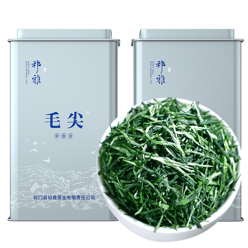 祁雅茶叶旗舰店新茶祁雅毛尖绿茶茶叶特级明前春茶嫩芽浓香散装罐装包装250g0