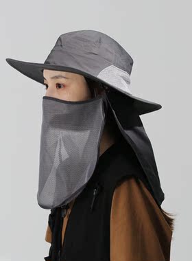 户外夏大檐遮阳帽面罩围脖三合一