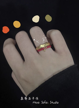 简约可爱猫咪铃铛戒指