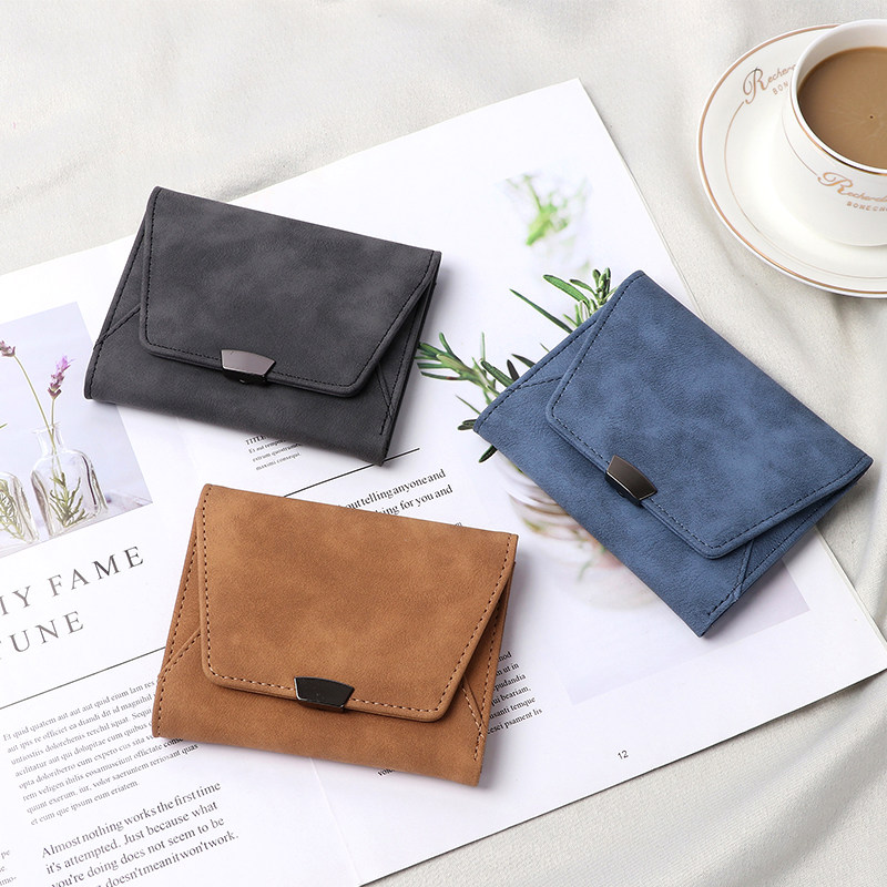 短款女简约磨砂新款ins潮小钱包 普奇箱包钱包