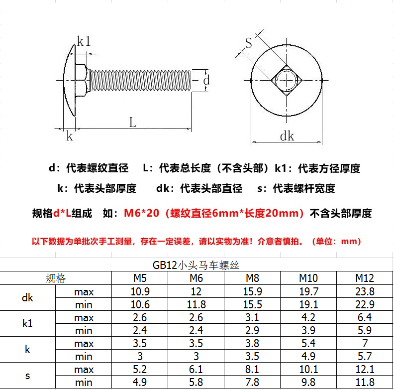 201不锈钢半圆头方颈马车螺栓货架桥架螺丝GB12  M5M6M8M10M12