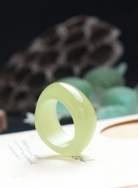 原创和田玉黄玉方圆指环