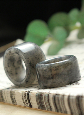 男女款和田玉点墨青花扳指