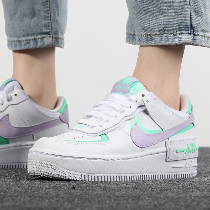 Nike耐克女鞋新款Air Force 1 Shadow AF1空军一号白绿板鞋FB7582 - 图0