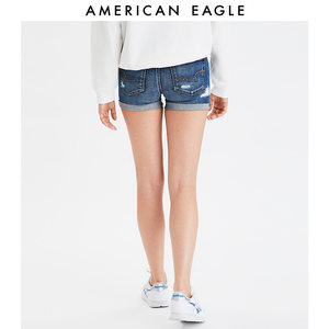 AEO 夏季弹力女士牛仔短裤破洞迷你热裤American Eagle 1332_6051