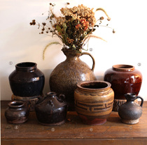 The Silence of the Silent Wind Wood Kilns Old Pottery Jar of the Park vase Qing Dynasty Republic of China The ancient style of the Chinese style tea room Painting and quiet items