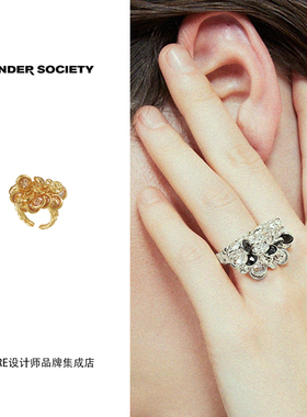 tendersociety金色锤纹流苏戒指