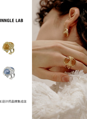 Dare买手店JUUNNGLE洲谷 六瓣木兰双花开口戒复古宫廷风原创戒指