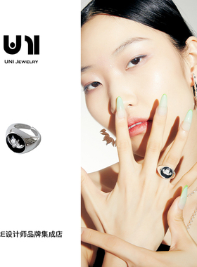 uni优霓莲花珐琅印章戒指
