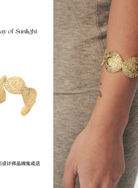 Dare买手店 A ray of sunlight太阳金币手镯原创设计复古金色首饰