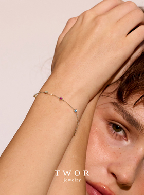 Dare买手店 TWOR正品 油画流光微彩手链925银饰品首饰小众女百搭